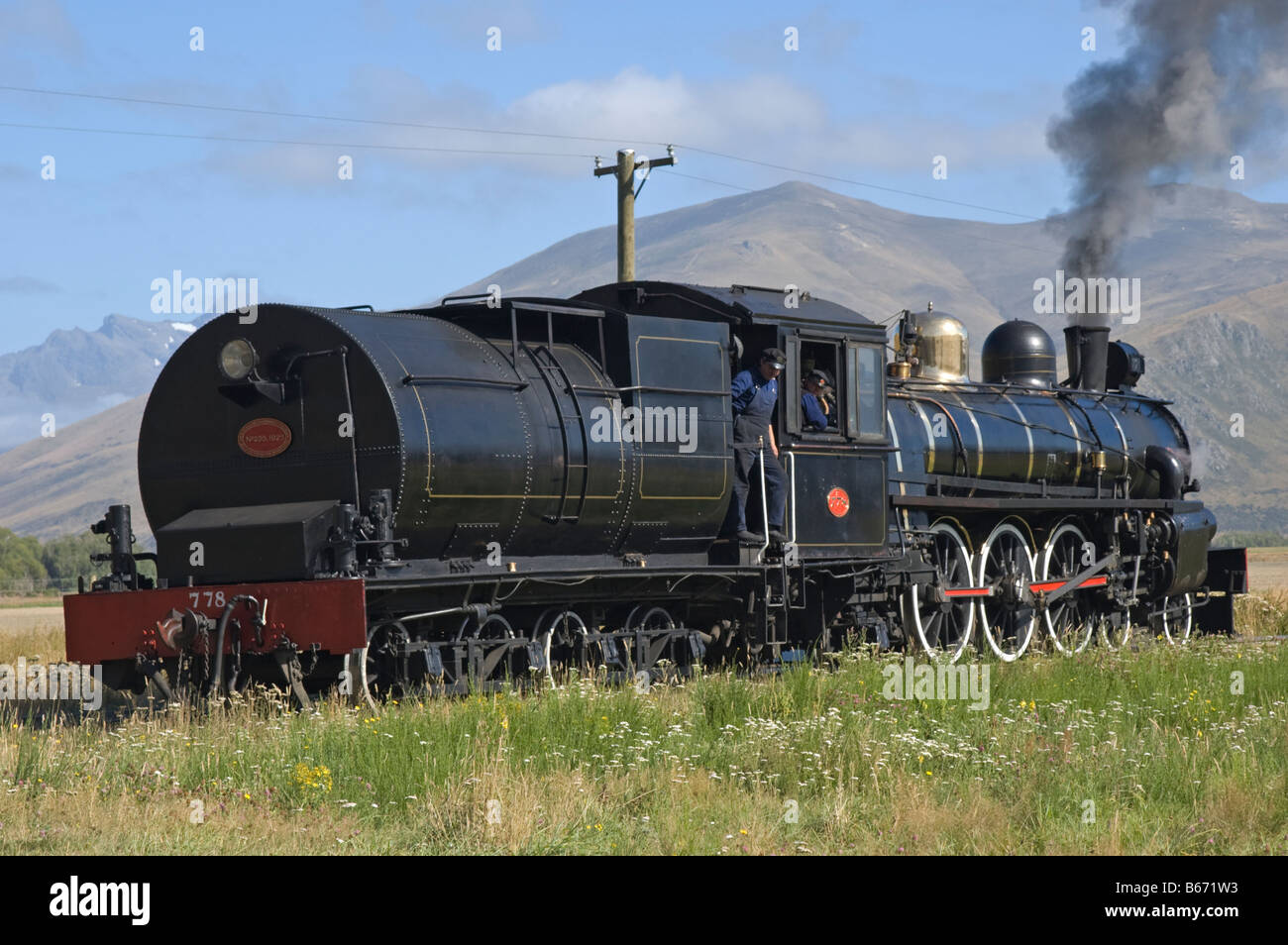 Train à vapeur exploitant un spécial touristique appelé Kingston Flyer dans l'île du Sud, en Nouvelle-Zélande Banque D'Images