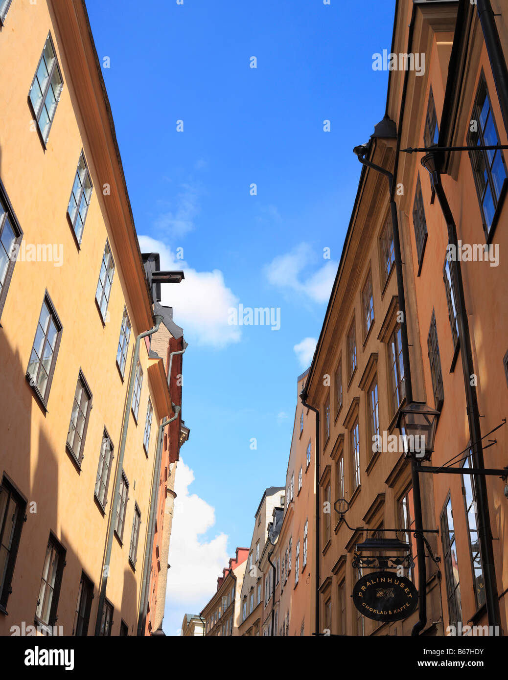 Vieille maison, rue, Gamla Stan, la vieille ville, Stockholm, Suède Banque D'Images