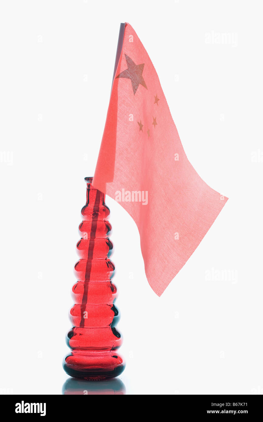 Close-up d'un drapeau chinois dans une bouteille Banque D'Images
