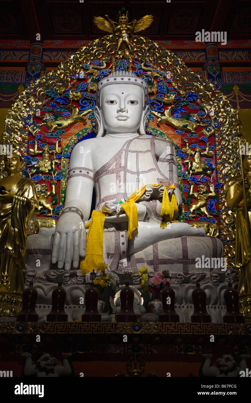Low angle view of a statue de Bouddha, Temple Da Zhao, Hohhot, Inner Mongolia, China Banque D'Images