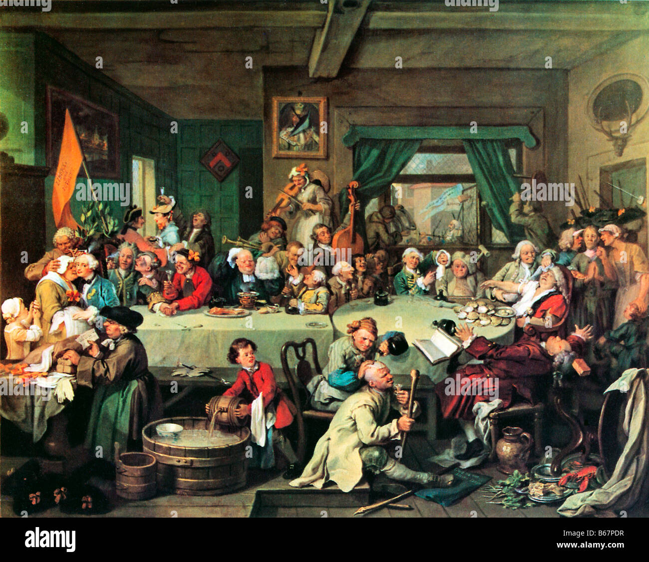 Une élection Entertainment William Hogarth une scène de traite et bouleverse pendant l'élection générale de 1754 Anglais Banque D'Images