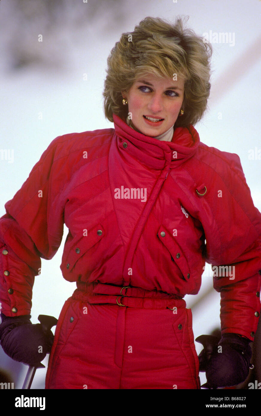 La princesse Diana le ski en Liechtenstein Banque D'Images
