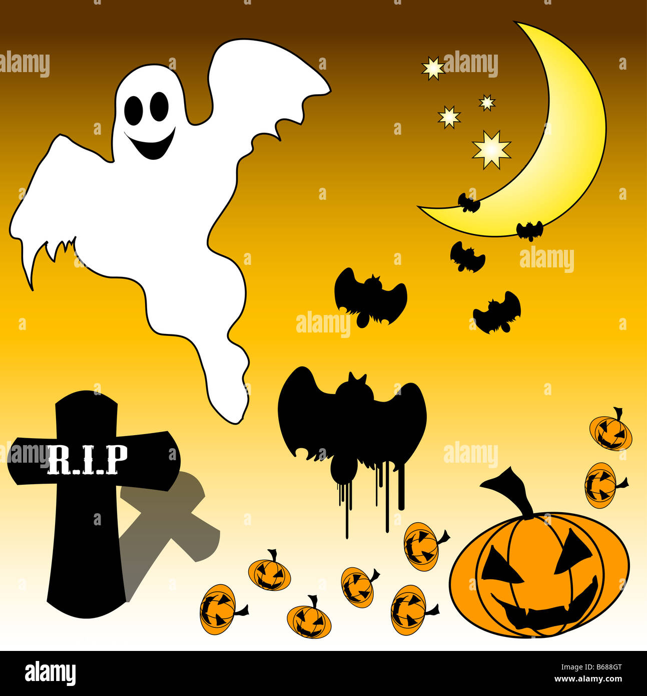 Éléments de conception de l'Halloween Banque D'Images