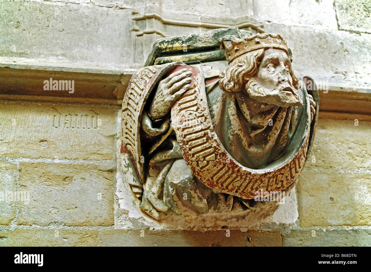 Sculpture gothique de prophète, chapelle de Jean Bourbon (1456-1485), Abbaye Bénédictine Abbaye de Cluny, Bourgogne, France Banque D'Images