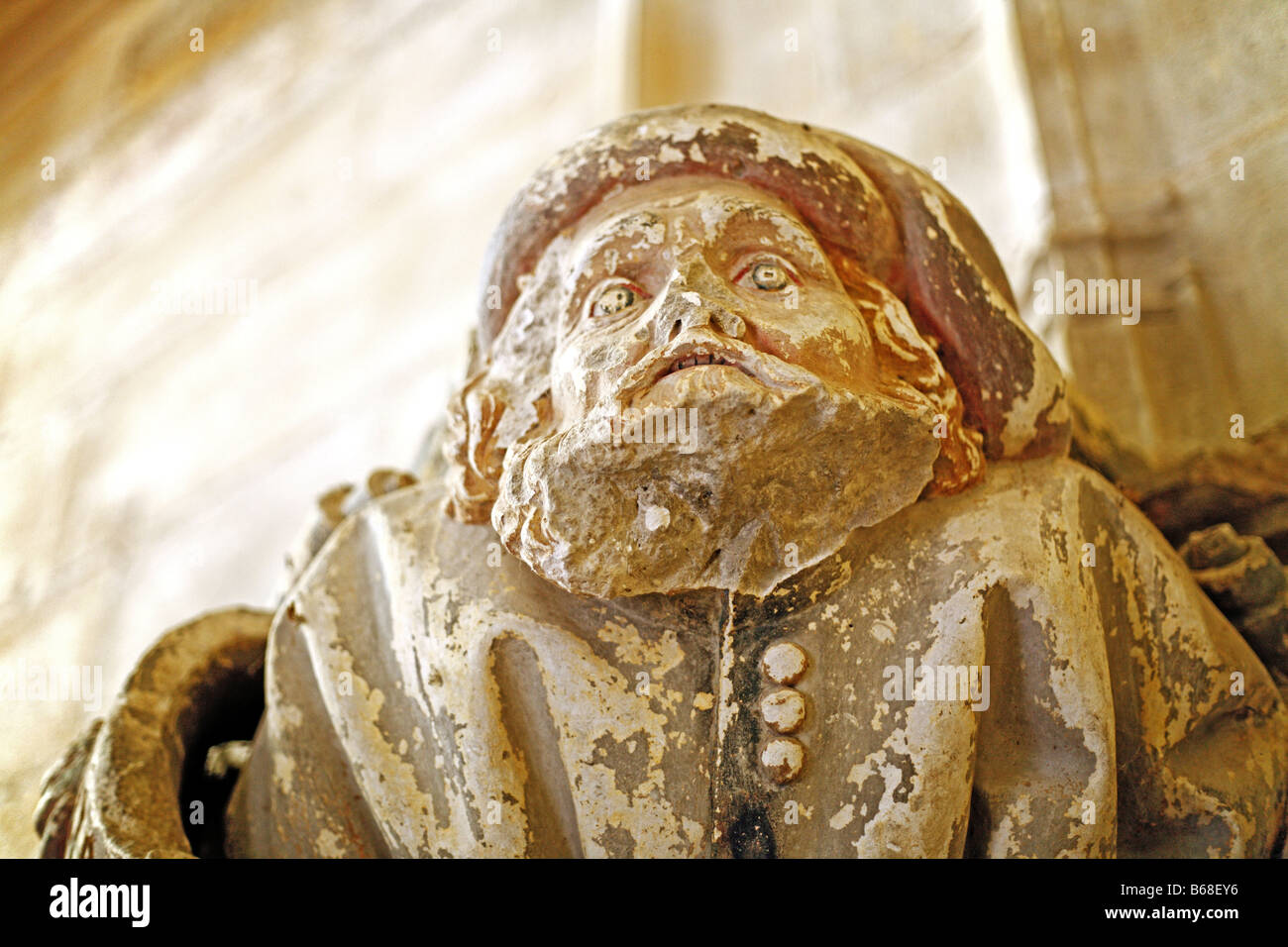 Sculpture gothique de prophète, chapelle de Jean Bourbon (1456-1485), Abbaye Bénédictine Abbaye de Cluny, Bourgogne, France Banque D'Images