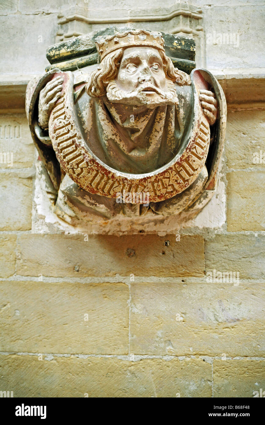 Sculpture gothique de prophète, chapelle de Jean Bourbon (1456-1485), Abbaye Bénédictine Abbaye de Cluny, Bourgogne, France Banque D'Images