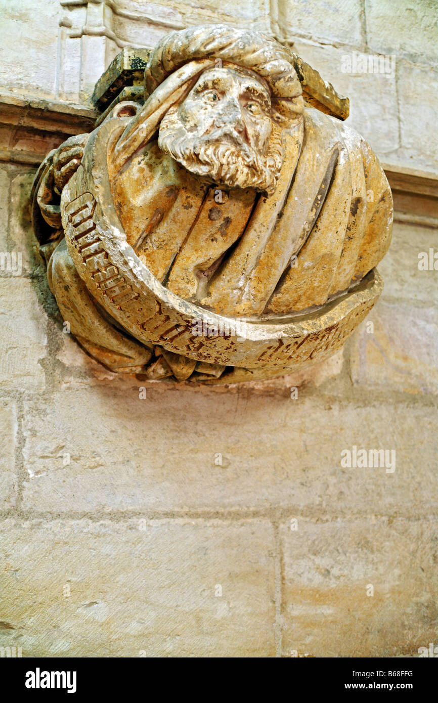 Sculpture gothique de prophète, chapelle de Jean Bourbon (1456-1485), Abbaye Bénédictine Abbaye de Cluny, Bourgogne, France Banque D'Images