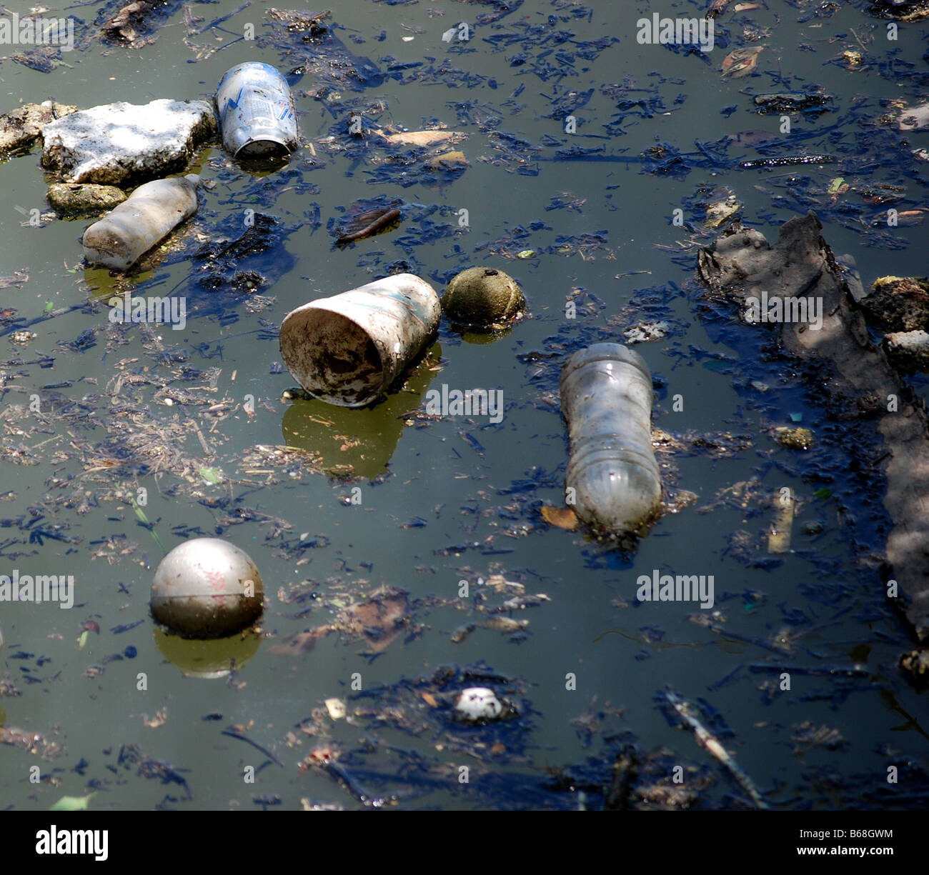 La pollution de l'eau dans une rivière Banque D'Images