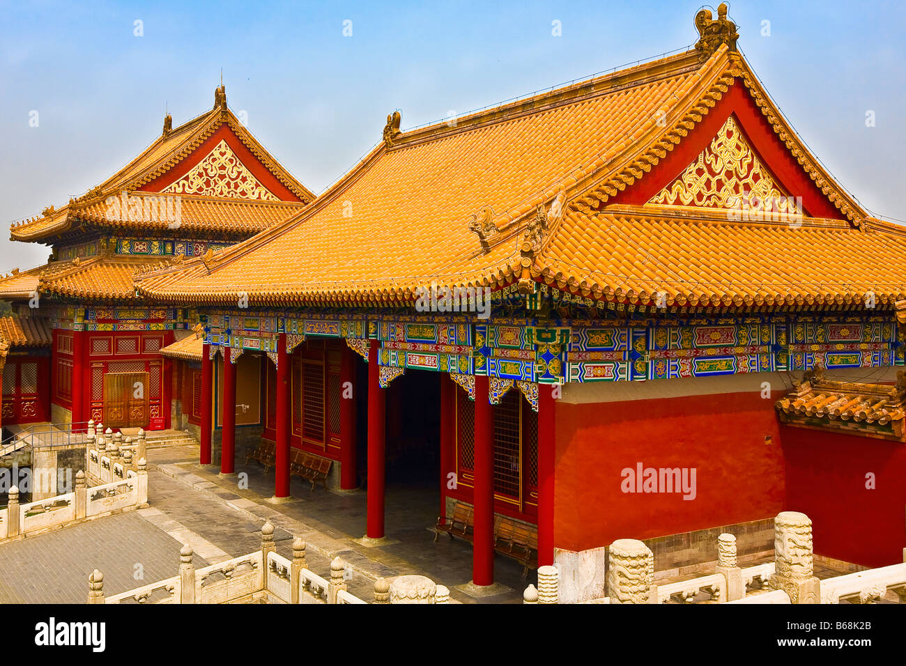 Façade d'un palais, la Cité Interdite, Pékin, Chine Banque D'Images