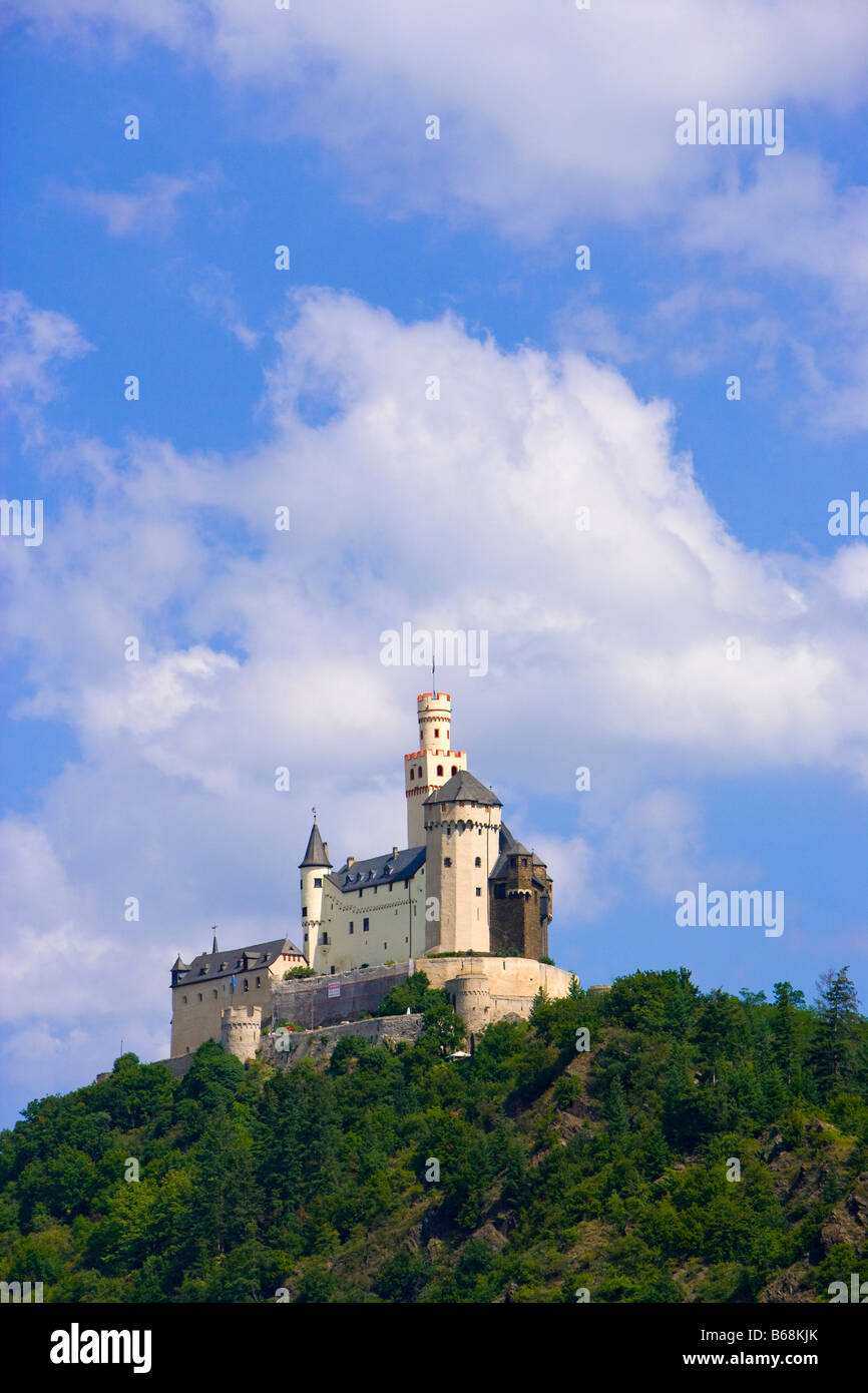 Au-dessus de Marksburg le Rhin, Allemagne Banque D'Images