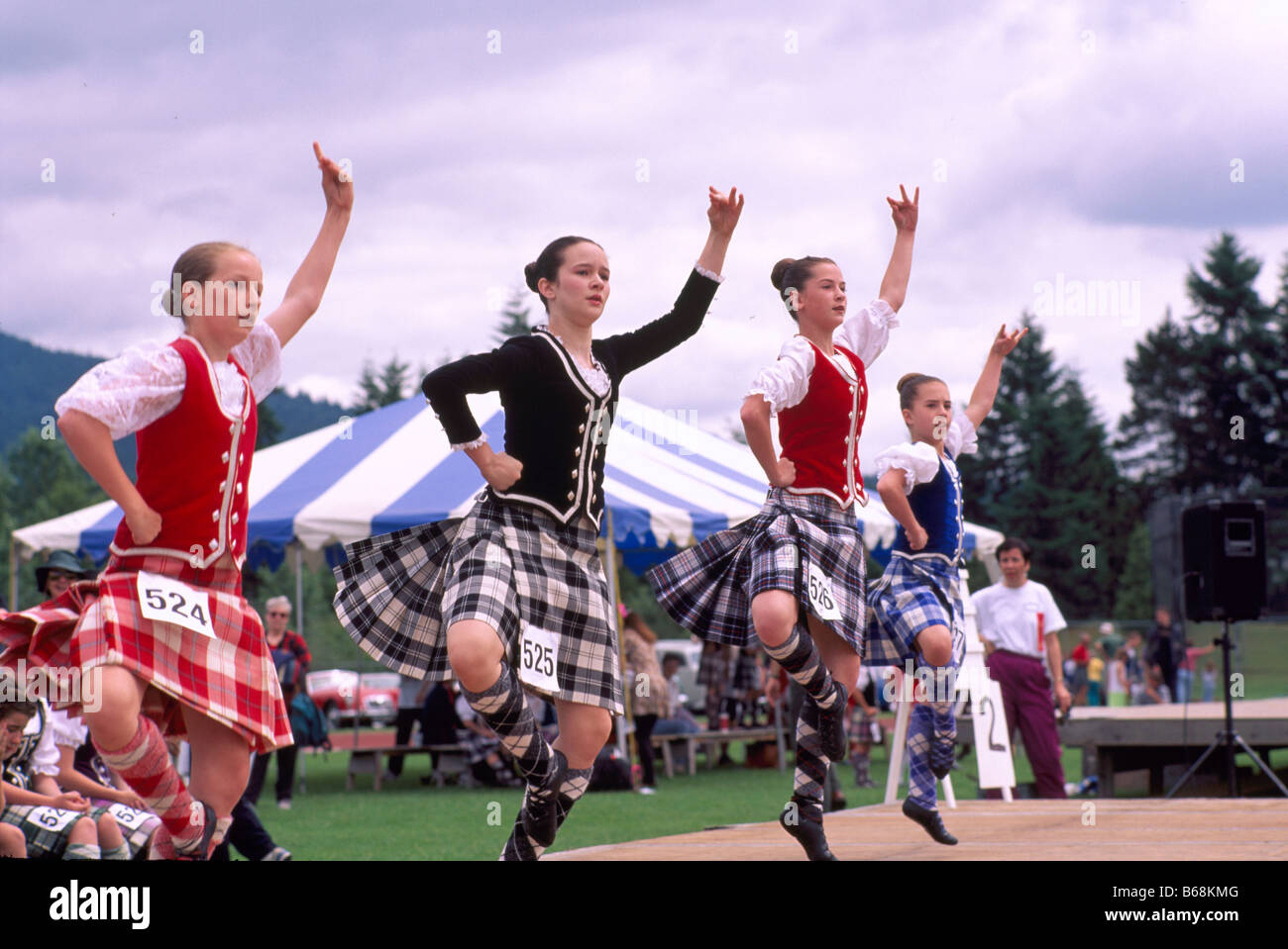 Danseurs écossais à la compétition de la Scottish Highland Games à Coquitlam, British Columbia Canada Banque D'Images