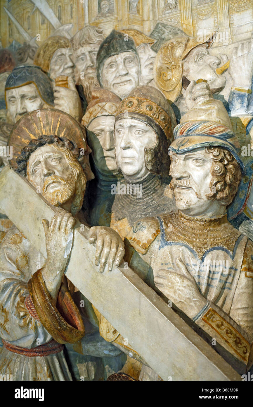 Le Christ sur le chemin de Golgotha, sculpture, Palais des Papes, Avignon, Provence, France Banque D'Images