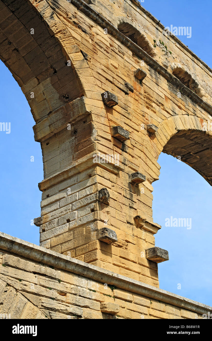 Pont du Gard, aqueduc romain (19 avant J.-C.), l'UNESCO World Heritage Site, Languedoc Roussillon, France Banque D'Images