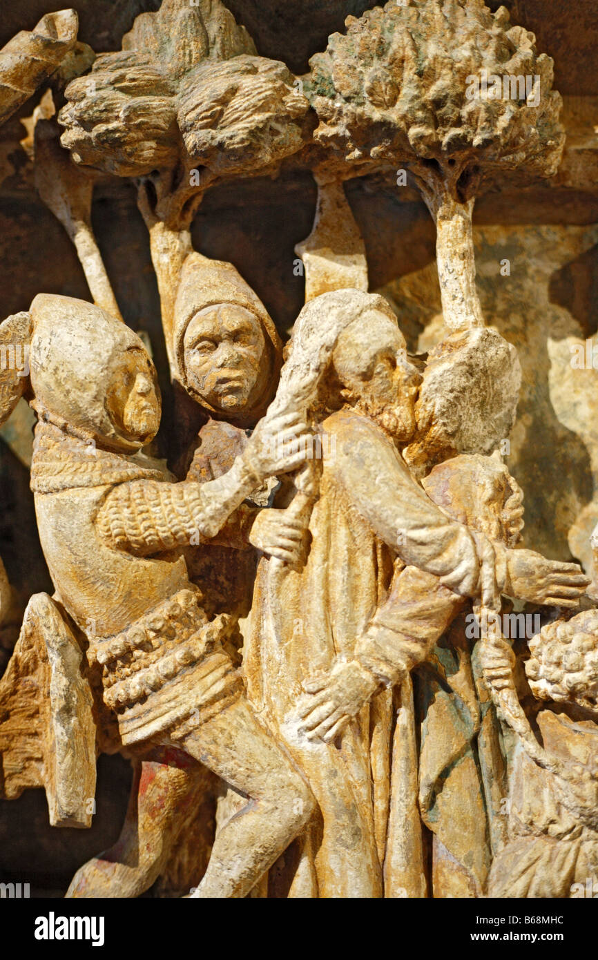 Le Christ sur le chemin de Golgotha, la sculpture romane en pierre, l'art, 15 siècle, musée des Augustins, Toulouse, France musée Banque D'Images