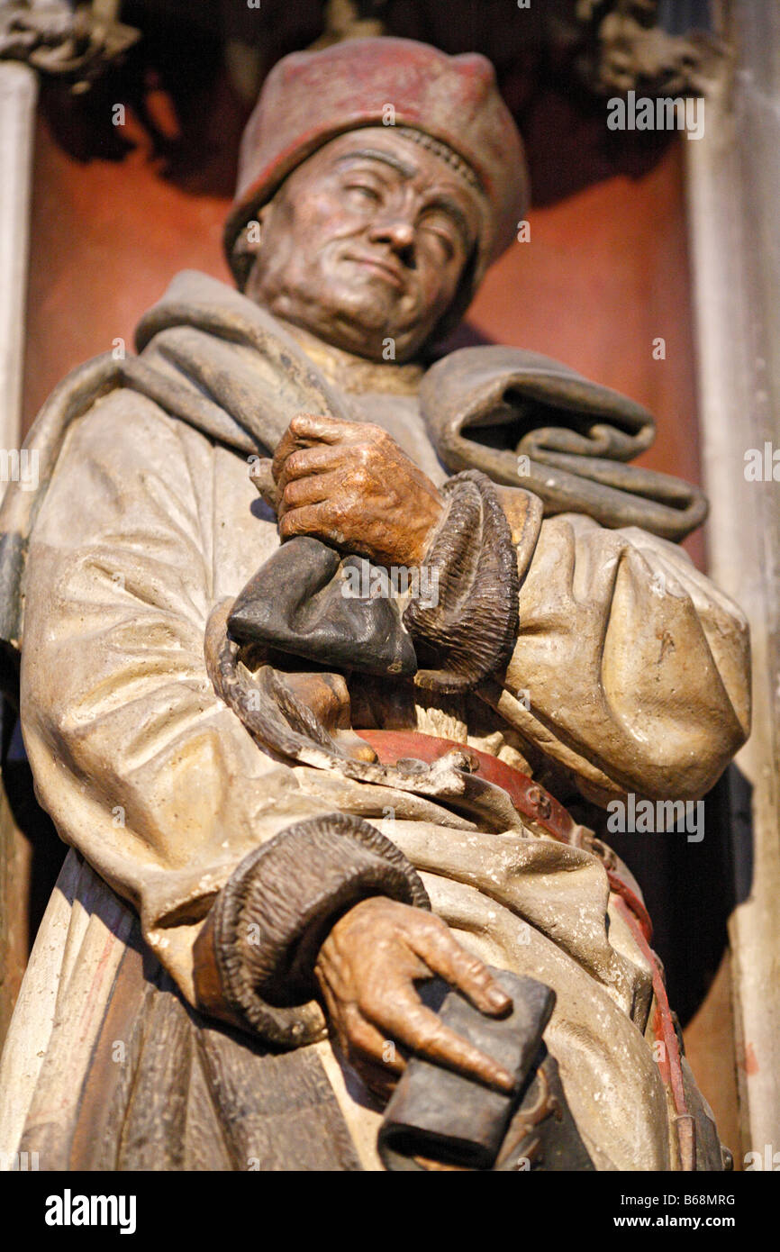 Prophète, sculpture gothique, l'intérieur de cathédrale de Saint Cécile, Albi, France Banque D'Images