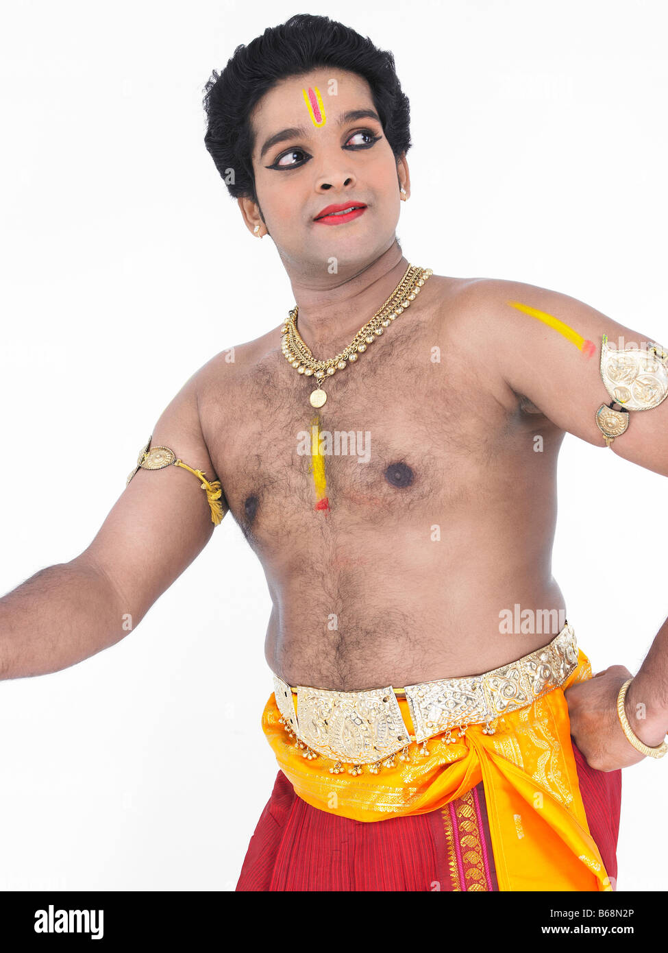 Danseuse classique Bharathanatyam mâle de Tamil Nadu en Inde du Sud Banque D'Images