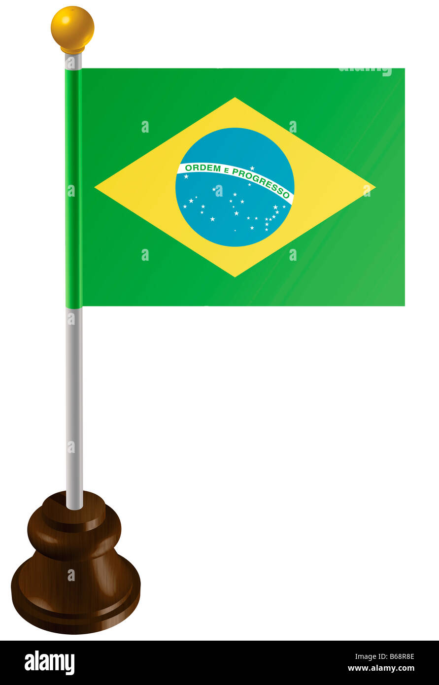 Drapeau brésilien comme marqueur Banque D'Images