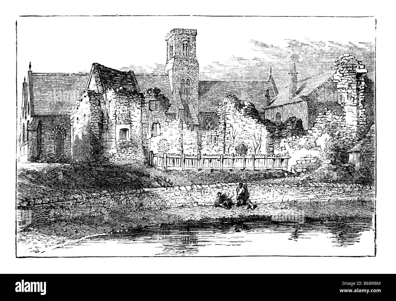 Jarrow Église et ruines du monastère Illustration Banque D'Images