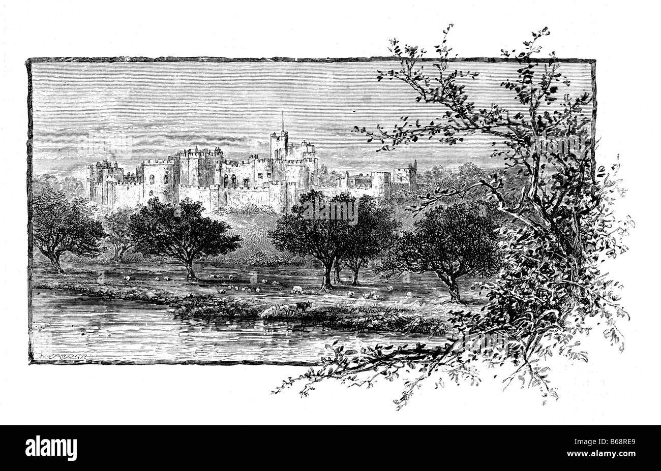 Château d'Alnwick 19e siècle Illustration Banque D'Images