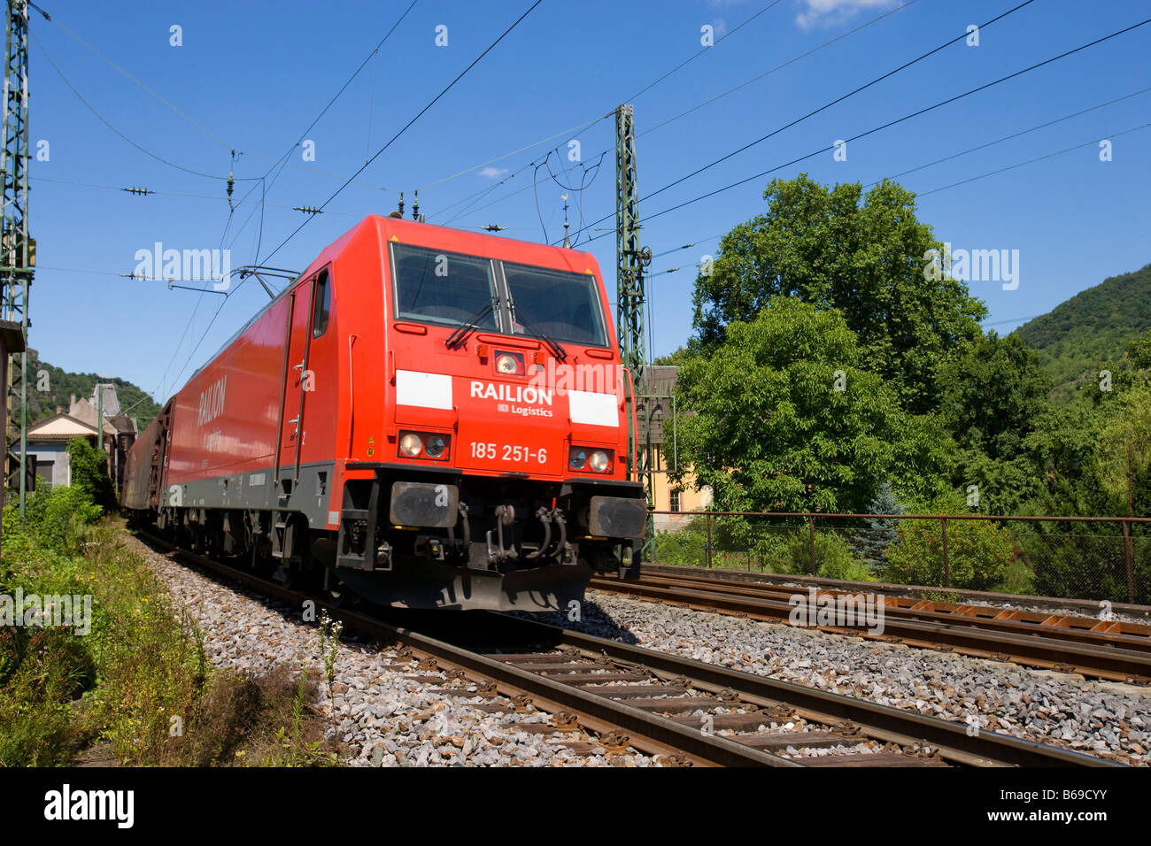 Chemin de fer de voyageurs le long du Rhin, Allemagne Banque D'Images