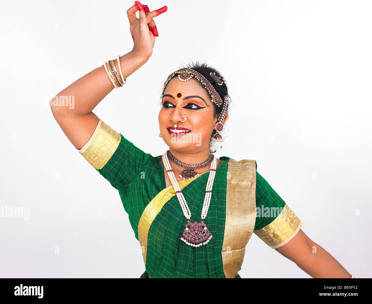 Bharathanatyam femme danseuse de Tamil Nadu en Inde du Sud Banque D'Images