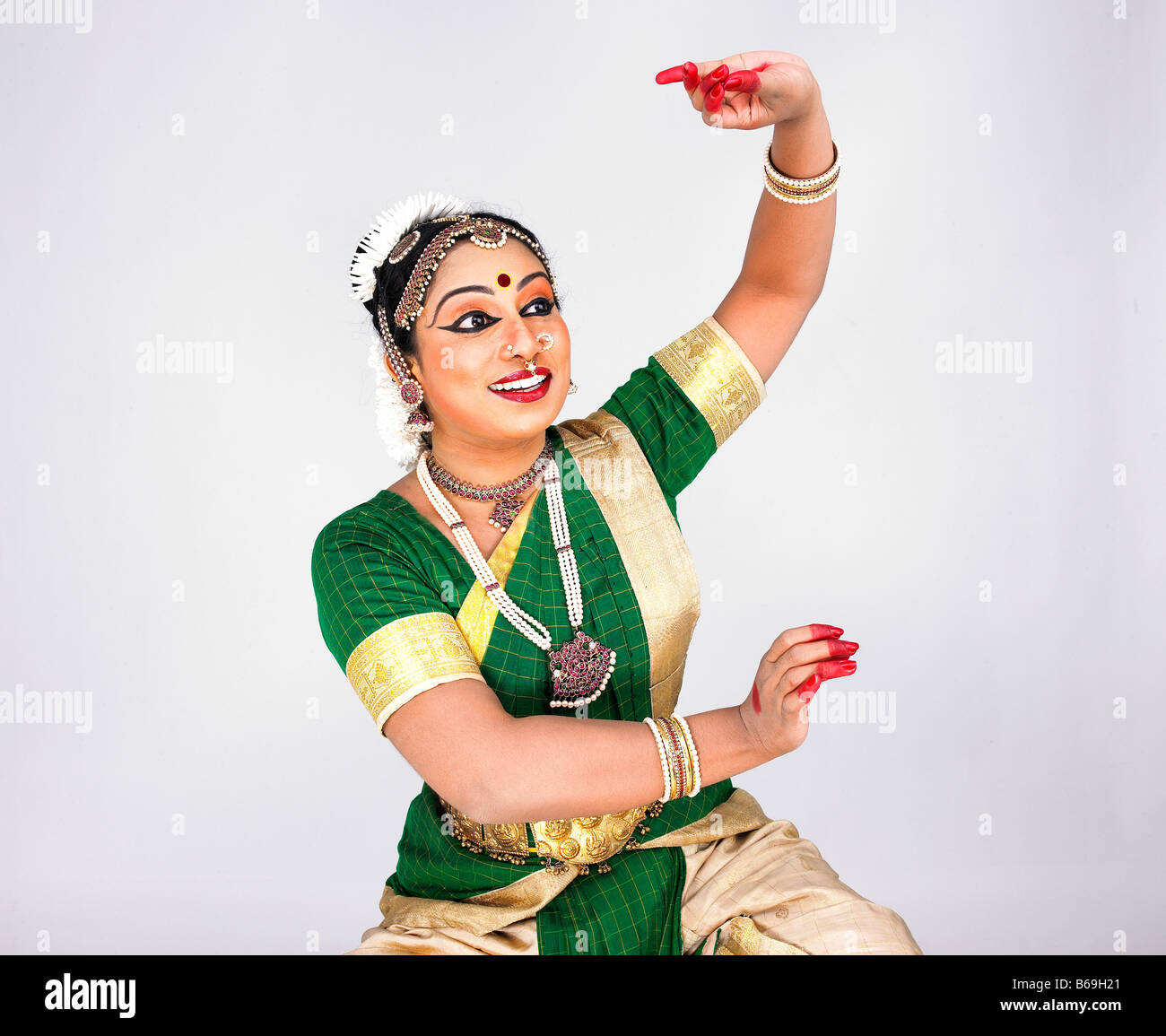 Bharathanatyam femme danseuse de Tamil Nadu en Inde du Sud Banque D'Images
