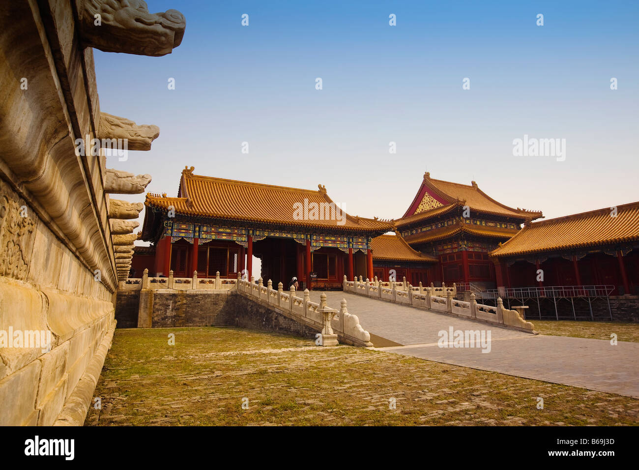 Façade d'immeubles, Cité Interdite, Beijing, Chine Banque D'Images