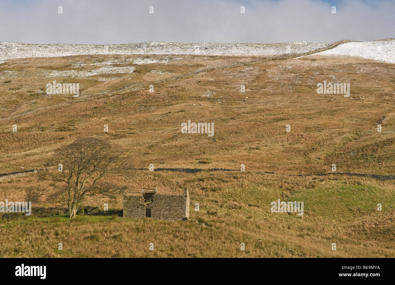 Au-dessus de tête Fellside Dent Viaduc Yorkshire Dales National Park avec de la neige sur le dessus Banque D'Images