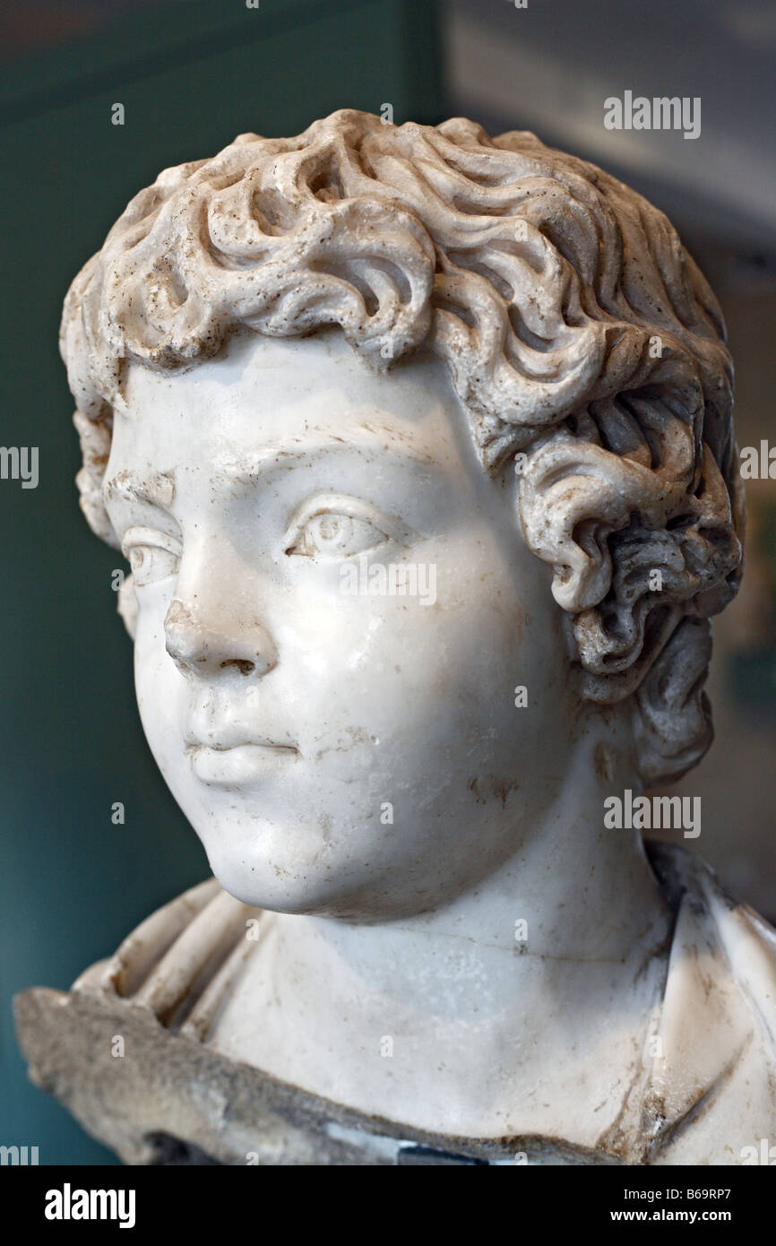 Chef de Caracalla (fin 2 siècle), en sculpture romaine, musée des Augustins, Toulouse, France musée Banque D'Images
