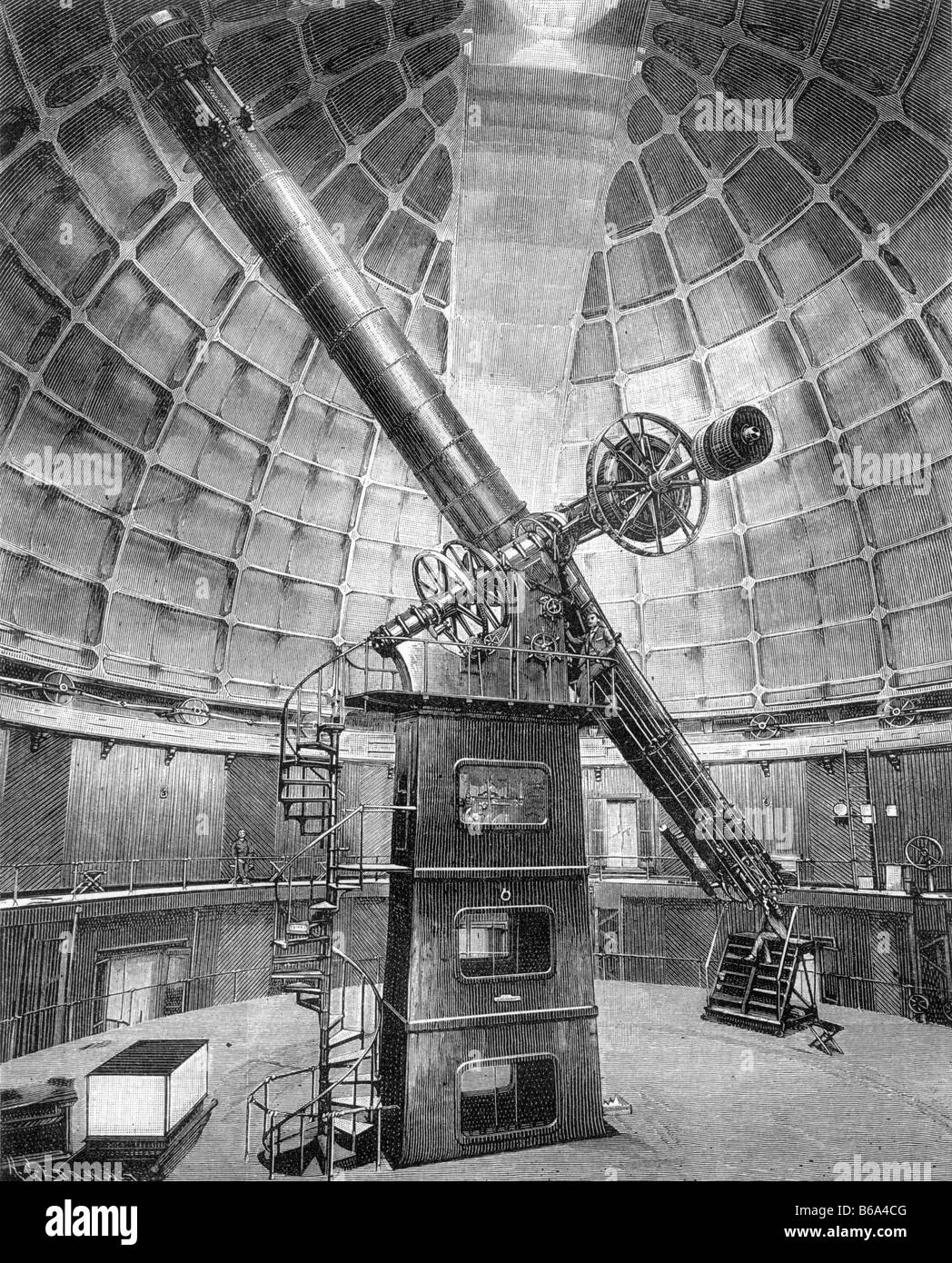 Télescope de l'Observatoire Lick Gravure vers 1890 San Jose en Californie Banque D'Images