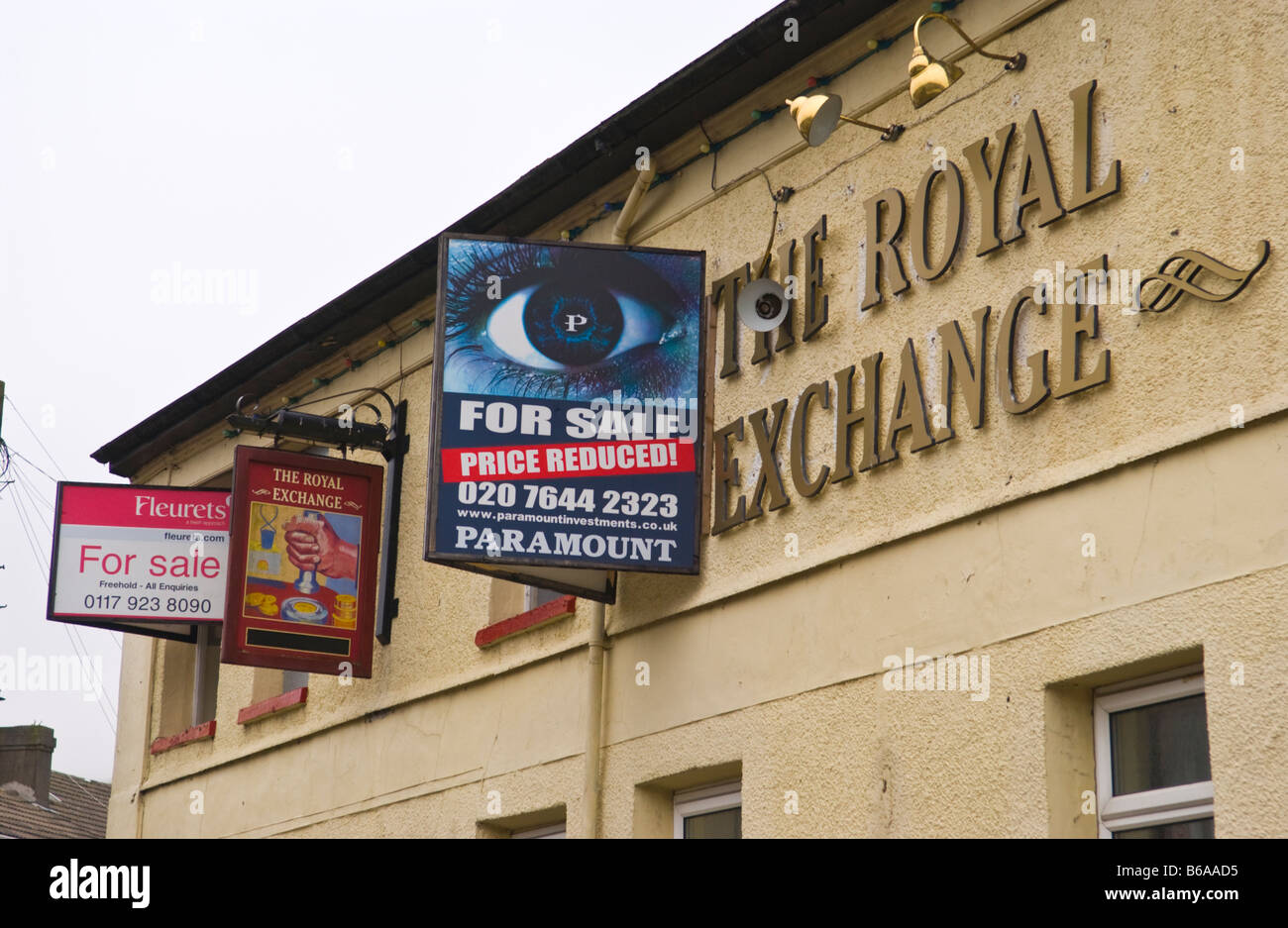 Le Royal Exchange pub fermé et en vente à Blaina Blaenau Gwent South Wales UK Banque D'Images