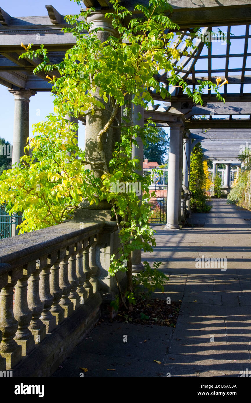 PERGOLA DANS LE JARDIN DE LA COLLINE LONDRES Hampstead Heath Banque D'Images