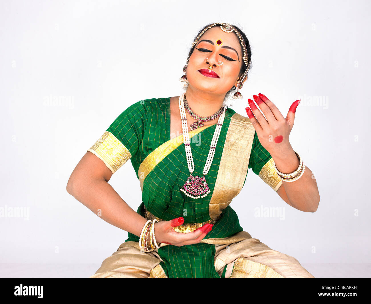 Bharathanatyam femme danseuse de Tamil Nadu en Inde du Sud Banque D'Images