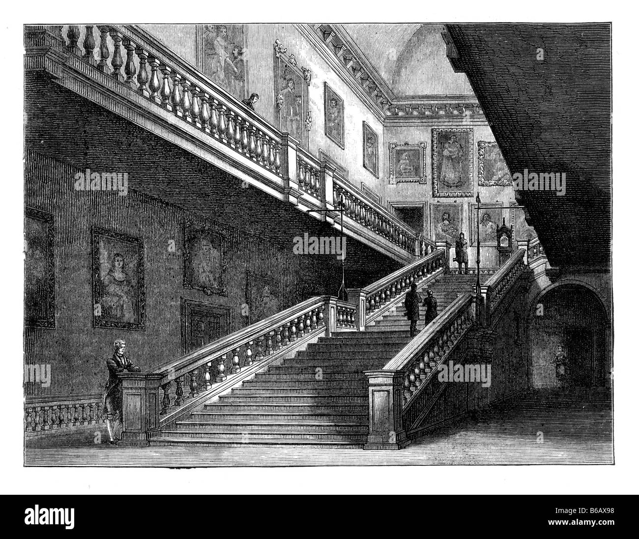 Althorp House Northamptonshire Angleterre Le Grand escalier intérieur 19ème siècle Illustration Banque D'Images