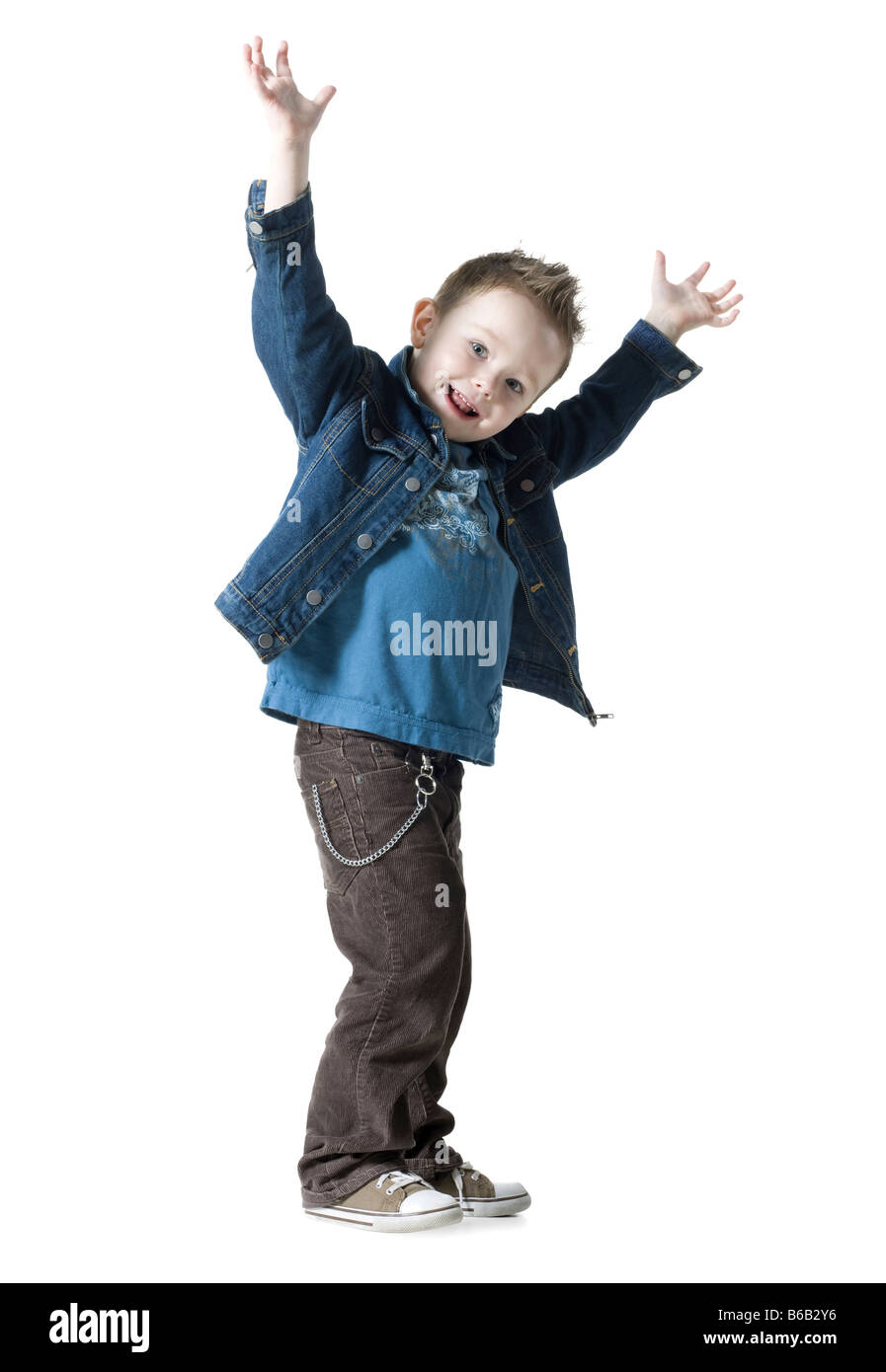 Petit garçon dans un jean jacket Banque D'Images