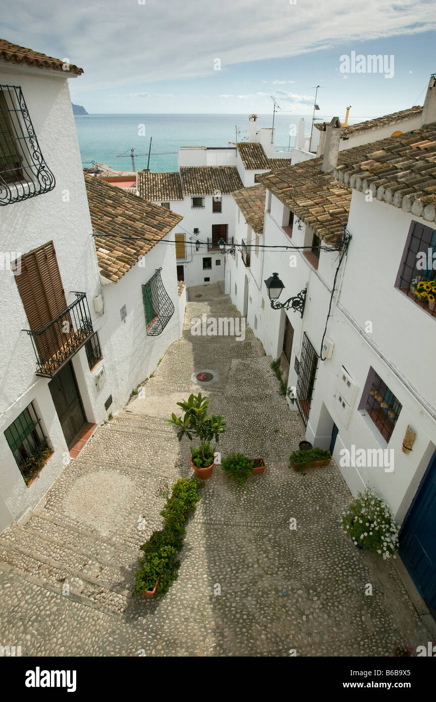 Appartements dans la vieille ville traditionnelle d'Altea, Costa Blanca, Espagne Banque D'Images