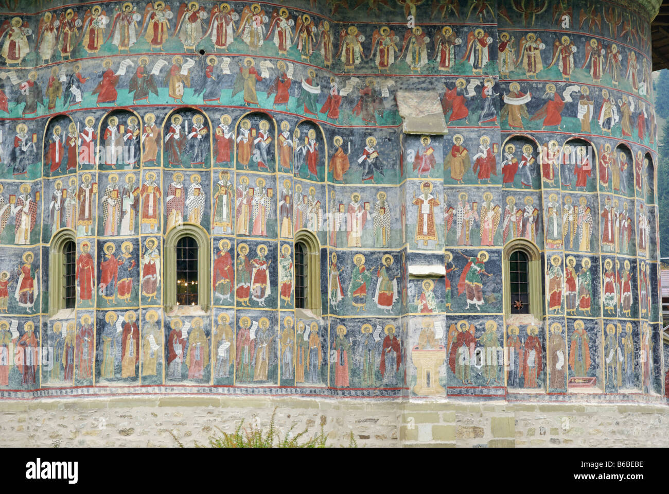 Mur sud du monastère Sucevita, Roumanie Banque D'Images