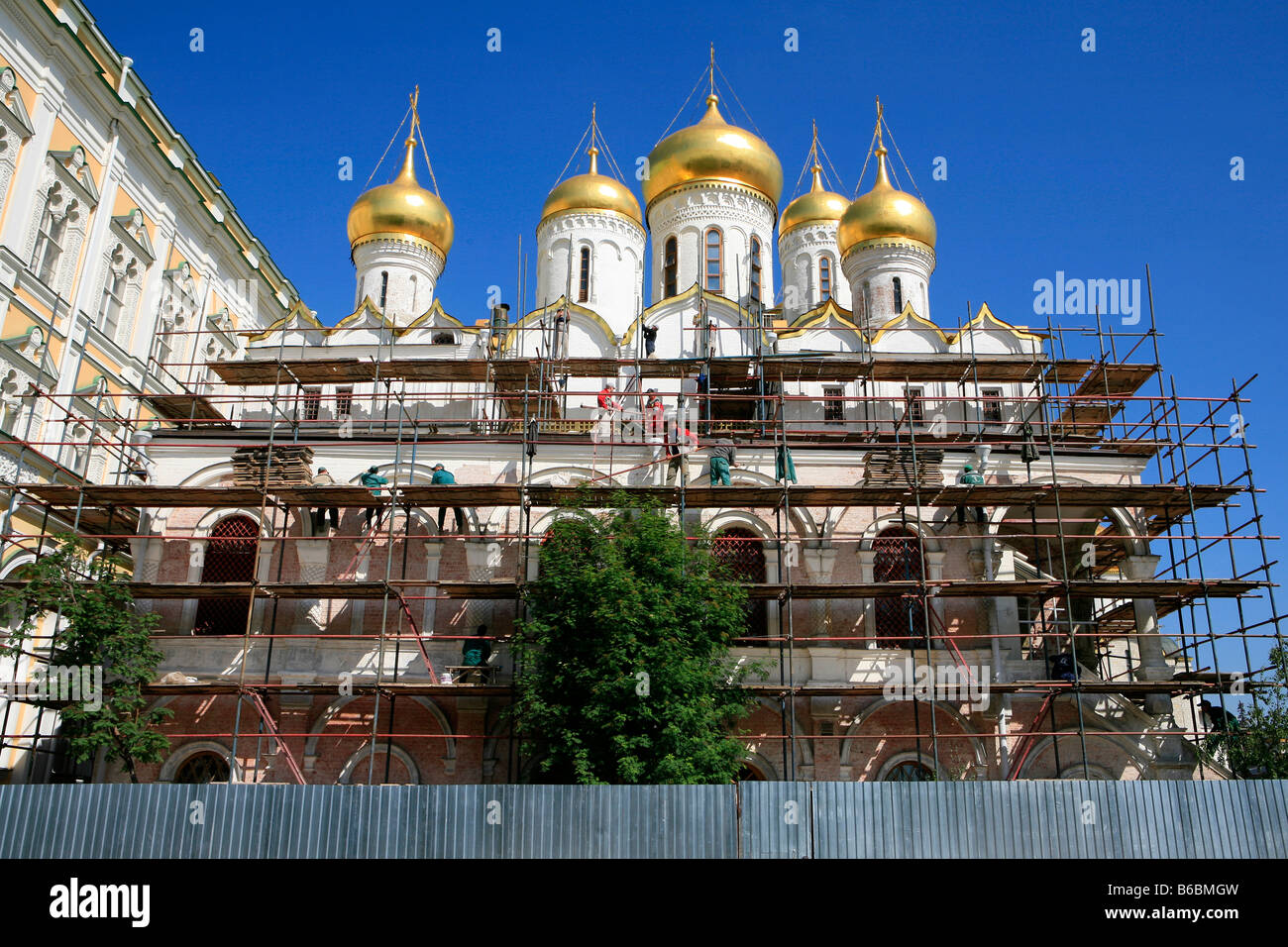 Restauration de la cathédrale de l'Annonciation (1484-1489) dans le Kremlin de Moscou, Russie Banque D'Images