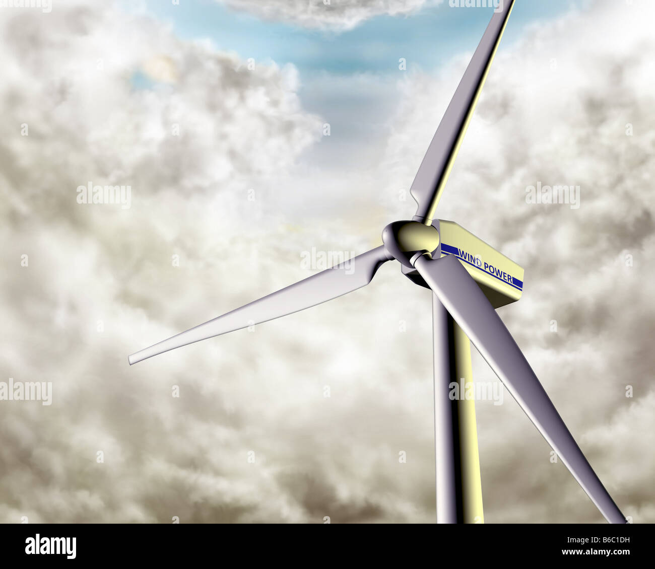 Illustration d'une éolienne dans le temps spectaculaire Banque D'Images