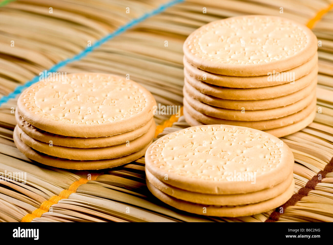 Trois piles de biscuits Banque D'Images
