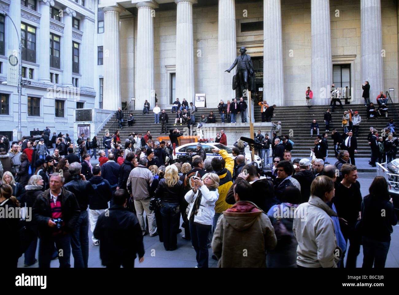 New York City Federal Hall National Memorial Wall Street Rue Large touristes USA Banque D'Images