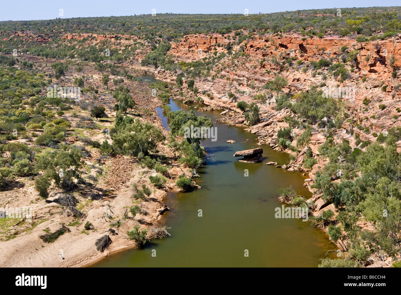 Murchison River qui coule à travers le Parc National de Kalbarri gorges, vus de l'Hawk's Bend Lookout. Banque D'Images