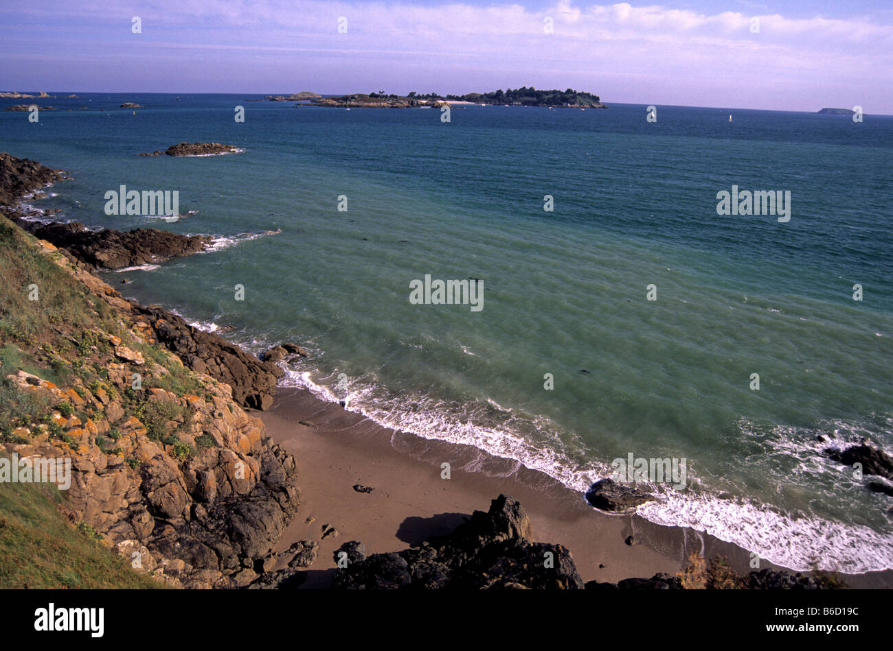 Îlot de hebihens près du village de saint jacut de la mer côte de cotes d armor Bretagne France Banque D'Images