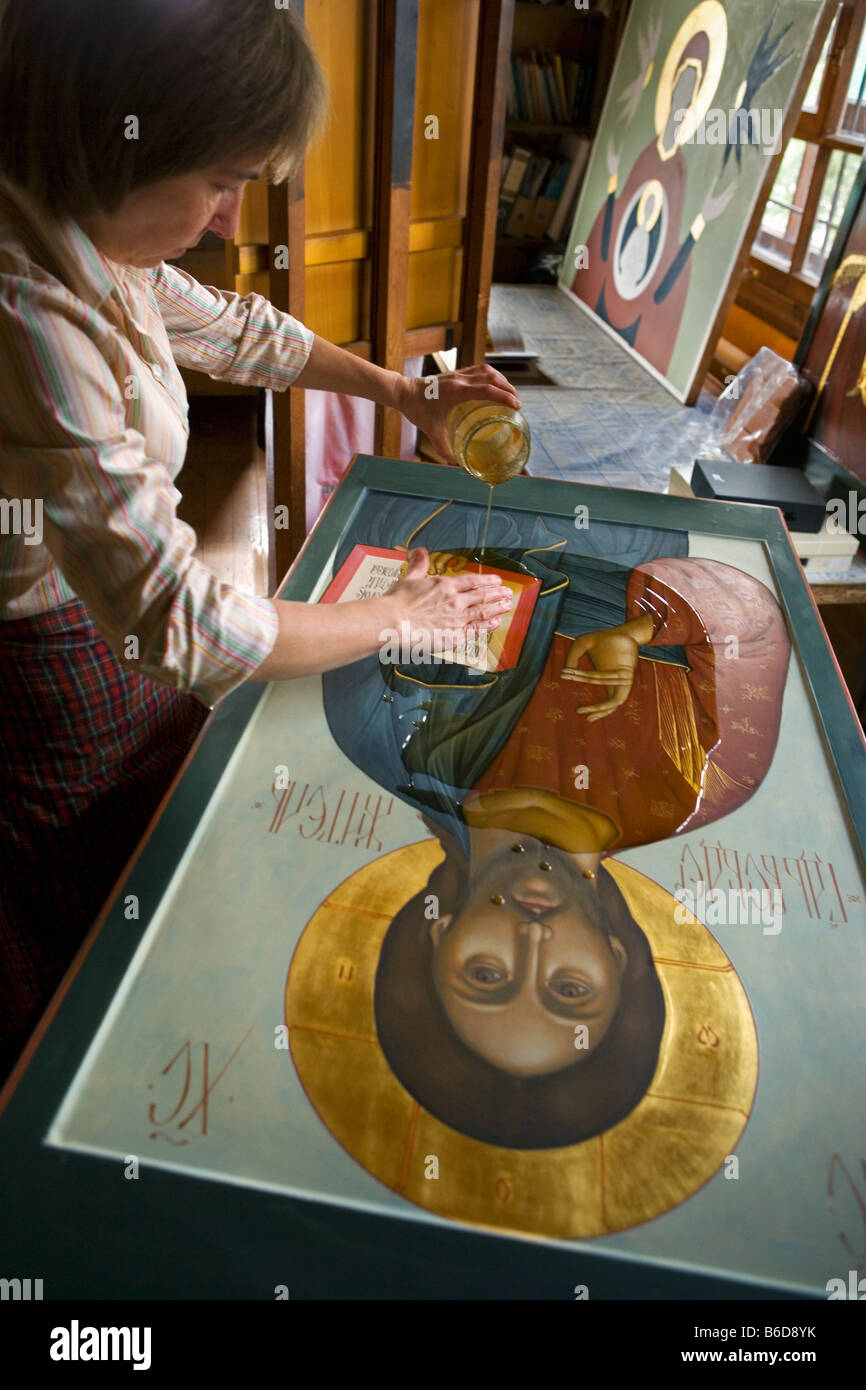 La Russie, Moscou, d'icônes, de la production et de l'école de peinture d'icônes dans la manière originale Banque D'Images