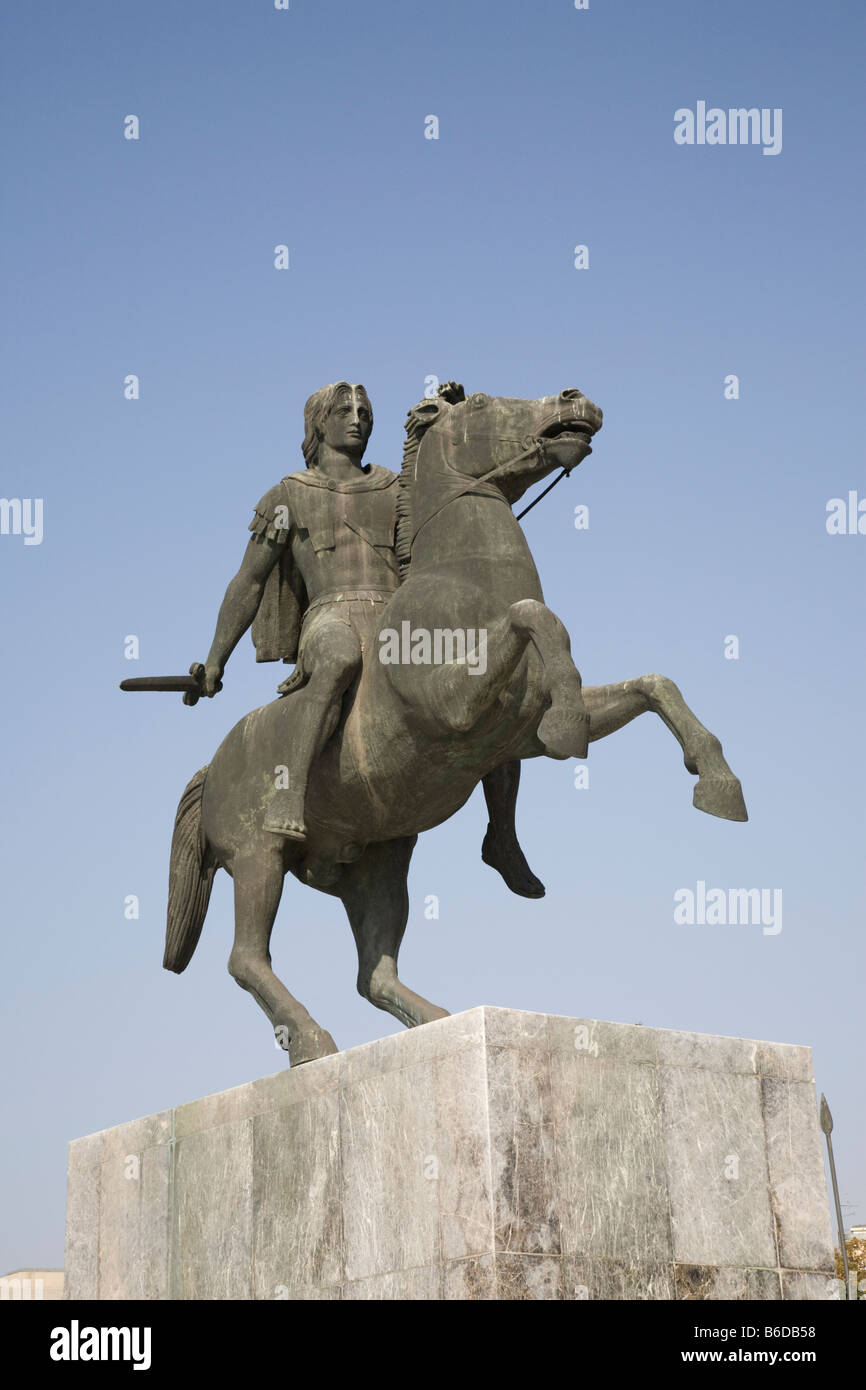 Alexander La Grande Statue, Thessalonique GRÈCE Banque D'Images