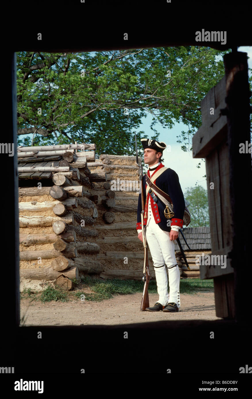Reenactor habillé comme un petit soldat, Valley Forge National Historical Park, Valley Forge en Pennsylvanie, USA Banque D'Images