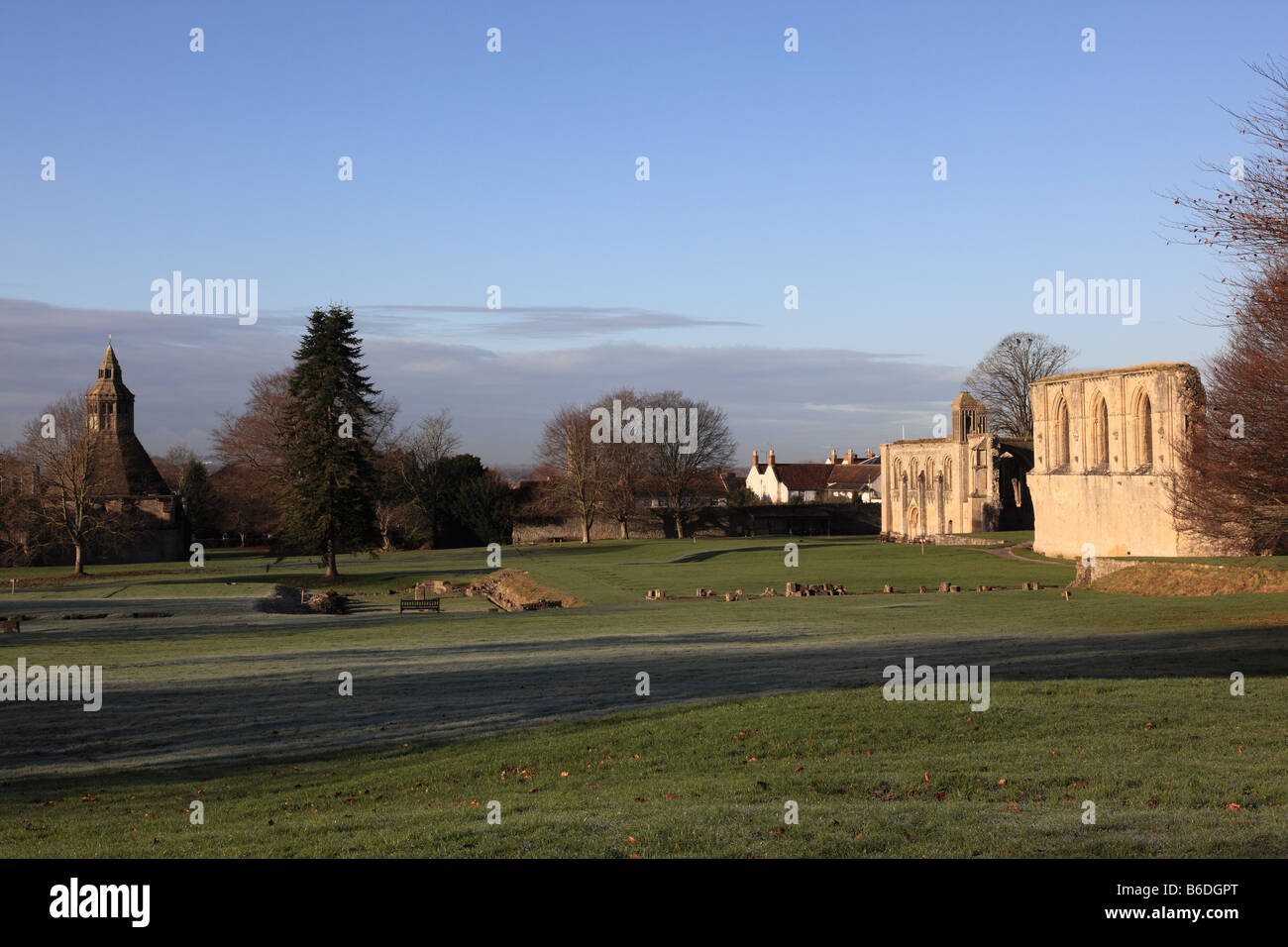 Les motifs de l'Abbaye de Glastonbury, Somerset Banque D'Images