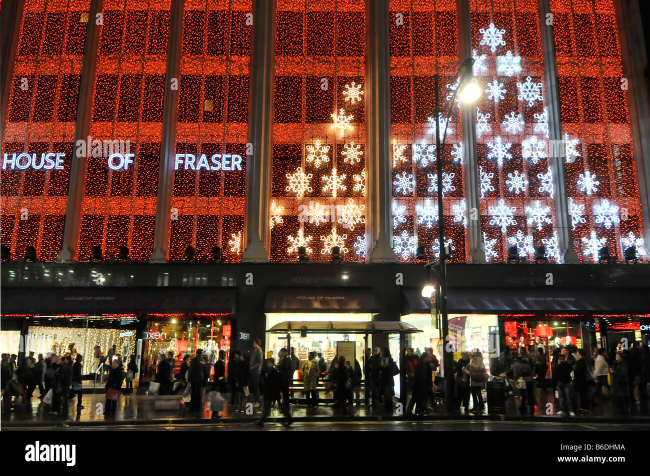 House of Fraser department store Oxford street avec des lumières de Noël West End London England UK Banque D'Images