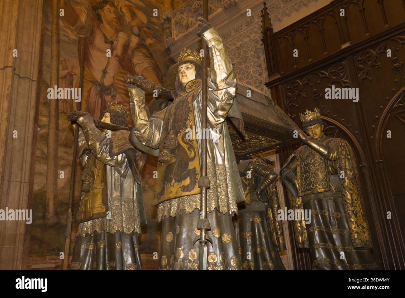 Province de Séville Séville Espagne tombeau de Christophe Colomb dans la cathédrale Banque D'Images