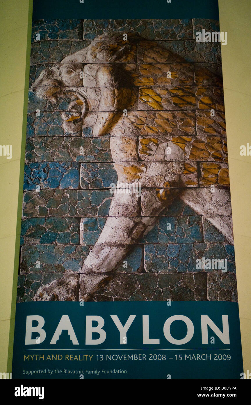 Affiche publicitaire pour l'exposition Babylone au British Museum Banque D'Images